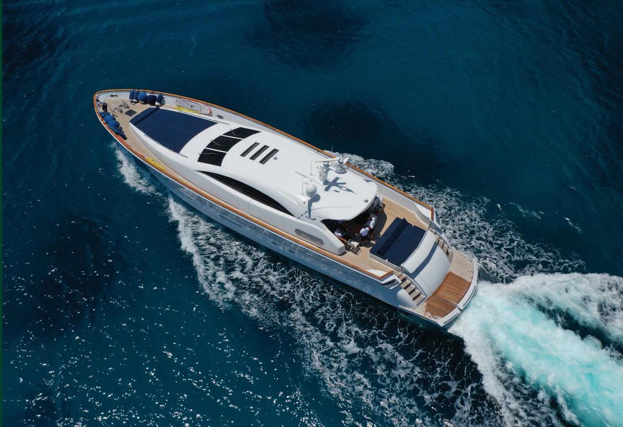 Aerial view of the Victoria 22 yacht cruising Victoria Harbour